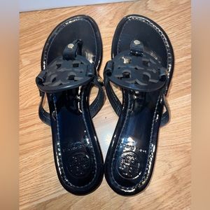 Tory Burch MILLER PATENT LEATHER SANDAL size 7.5 in black